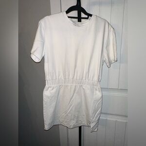 Grey‎ Lab Size Large Classic White Short Sleeve Elastic Waist Casual Dress